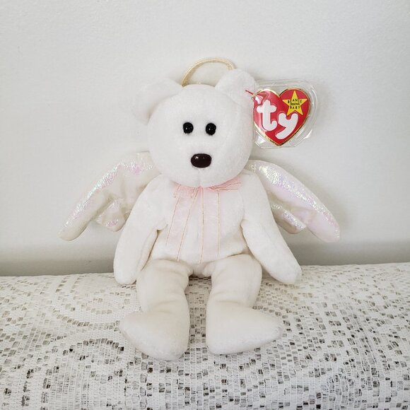 Vintage 1998 TY Beanie Baby "Halo" Angel Bear Plush Iridescent Wings NWT - Picture 7 of 7